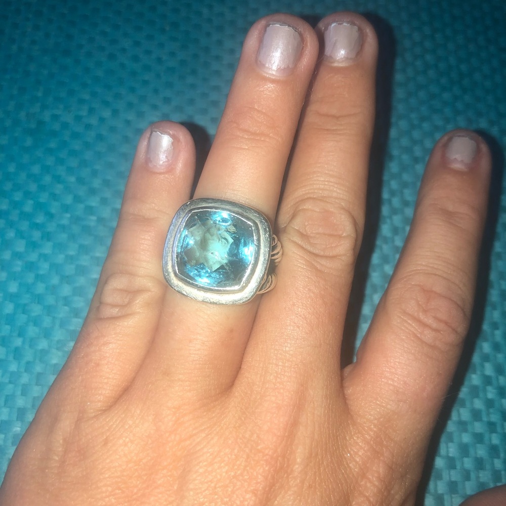 SOLD-David Yurman Blue Topaz Albion Ring, 6, as is
